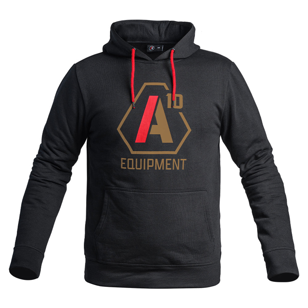 Hoodie SIGNATURE noir logo tan/rouge