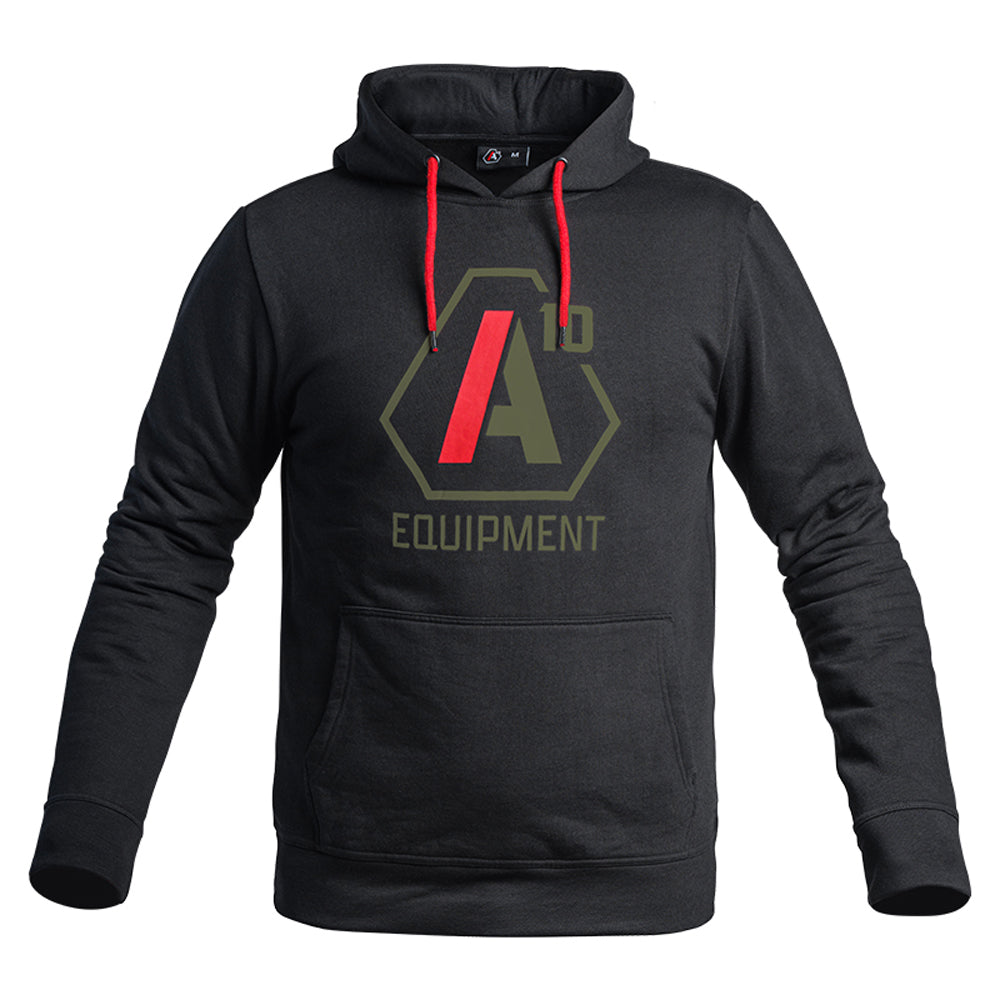 Hoodie SIGNATURE noir logo vert olive/rouge