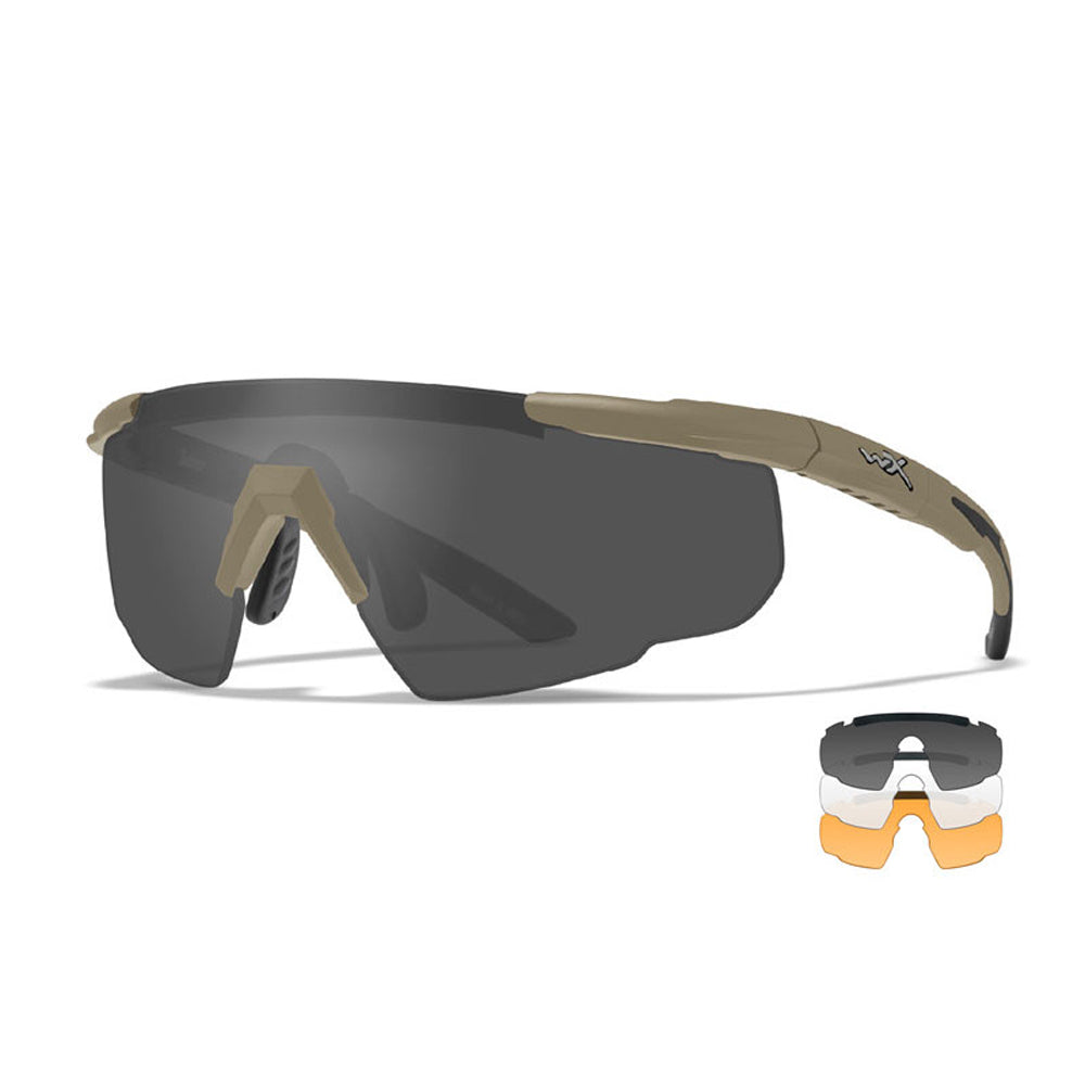 Lunettes de protection balistique Saber Advanced tan écrans fumé/incolore/orange