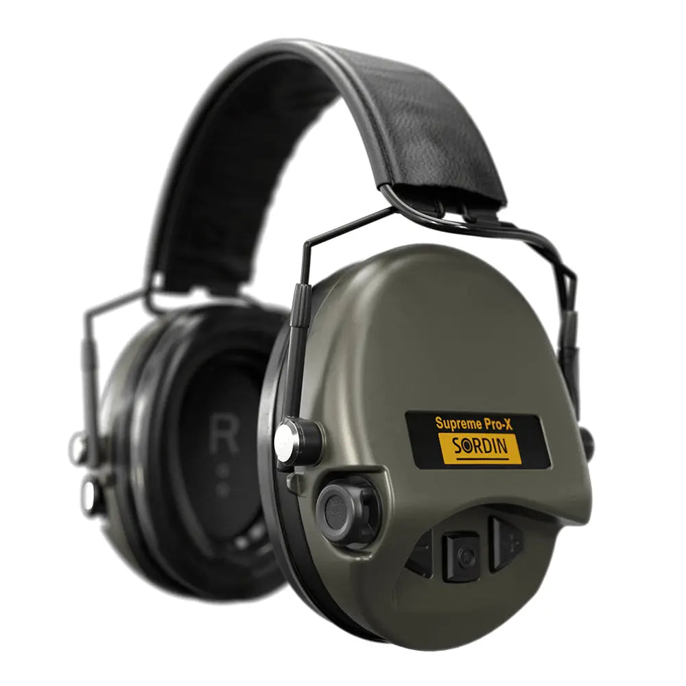 Casque anti-bruit Suprême Pro-X SFA vert olive serre-tête cuir noir Sordin