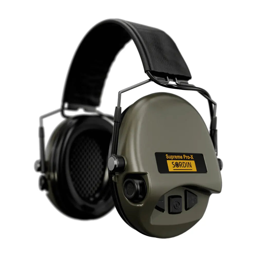 Casque anti-bruit Suprême Pro-X SLIM vert olive serre-tête cuir noir Sordin