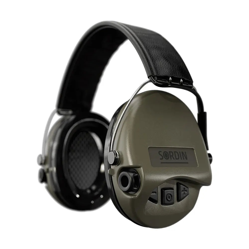 Casque anti-bruit Suprême Pro vert olive serre-tête cuir noir Sordin