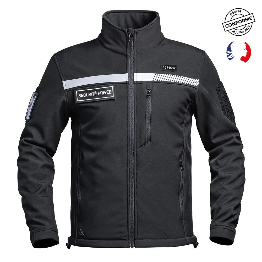 Veste Softshell SÉCU-ONE HV-TAPE Sécurité Privée noir A10 Equipment