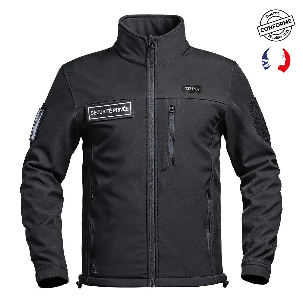 Veste Softshell SÉCU-ONE flap Sécurité Privée noir A10 Equipment